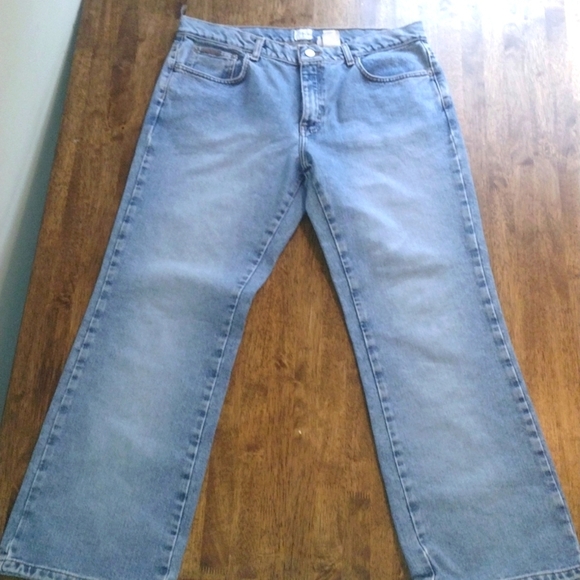 Vintage Calvin Klein Light Wash Boot Cut All Over Sand Blast Jeans 14 - Picture 1 of 7
